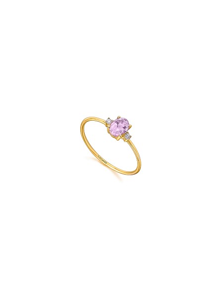 Anillo Oro 18K Amatista y Diamante 0,030ct
