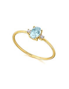 Anillo Oro amarillo, Brillantes 0. 03 Q. y Topacio azul