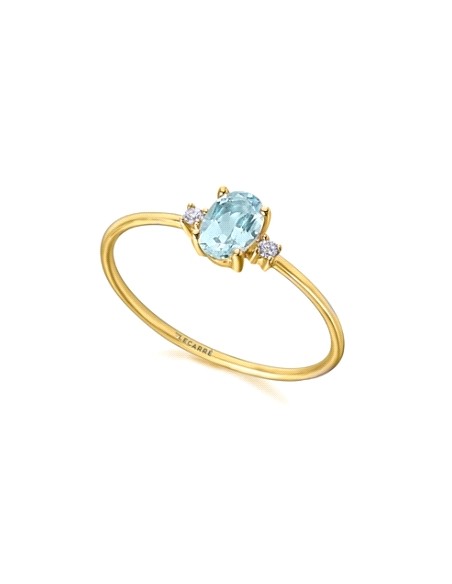 Anillo Oro amarillo, Brillantes 0. 03 Q. y Topacio azul