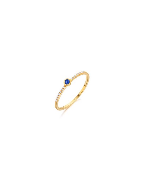 Anillo Oro Amarillo y brillantes 0,56 Ct y Zafiro