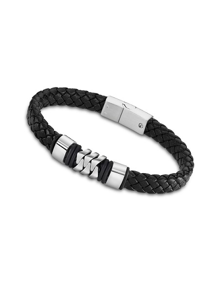 Pulsera Lotus Style Hombre Ls2104-2/1 Piel Negro Joya