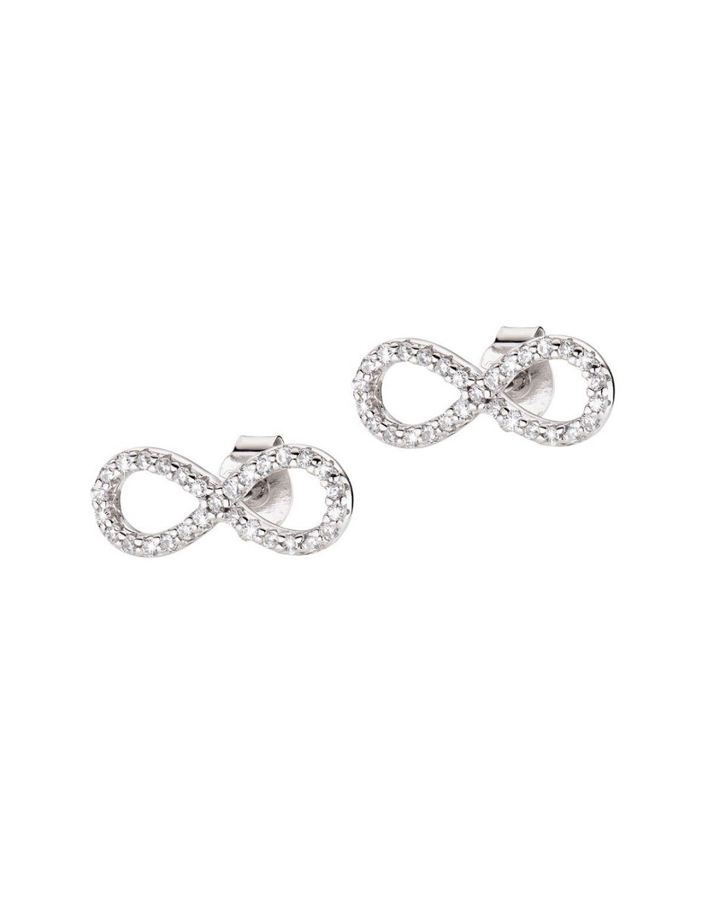 Pendientes Infinito Circo Blanco Plata Rodio