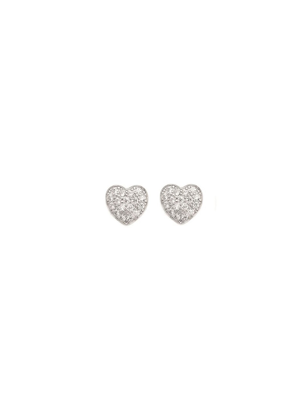 Pendientes Corazon Circo. Blanco Plata Rodio