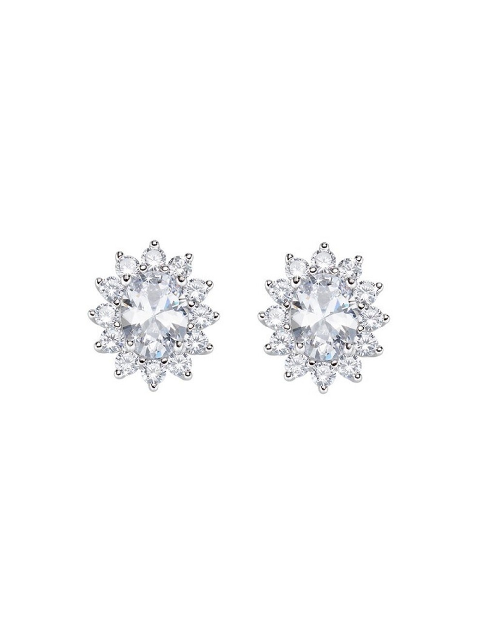 Pendientes Redondos Circo. Blanco Plata Rodio