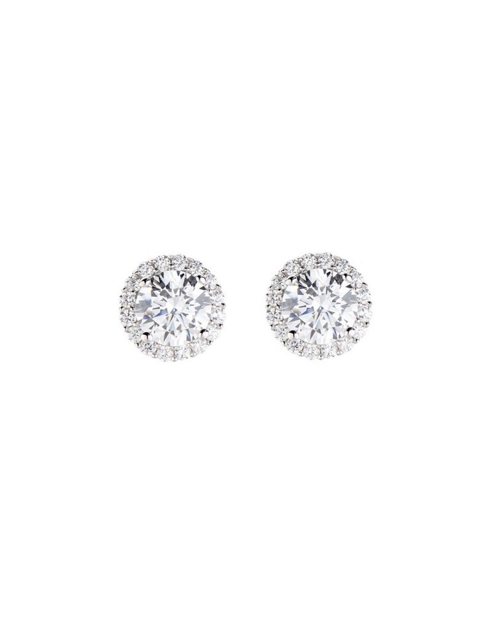 Pendientes Redondo Circo Blanco Plata