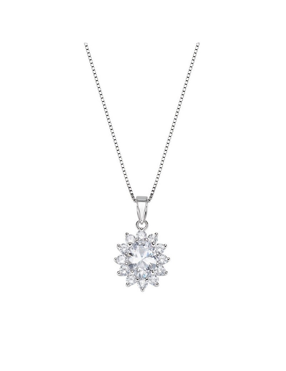 Gargantilla Cristal Aval. Circo Blanco Plata Rodio