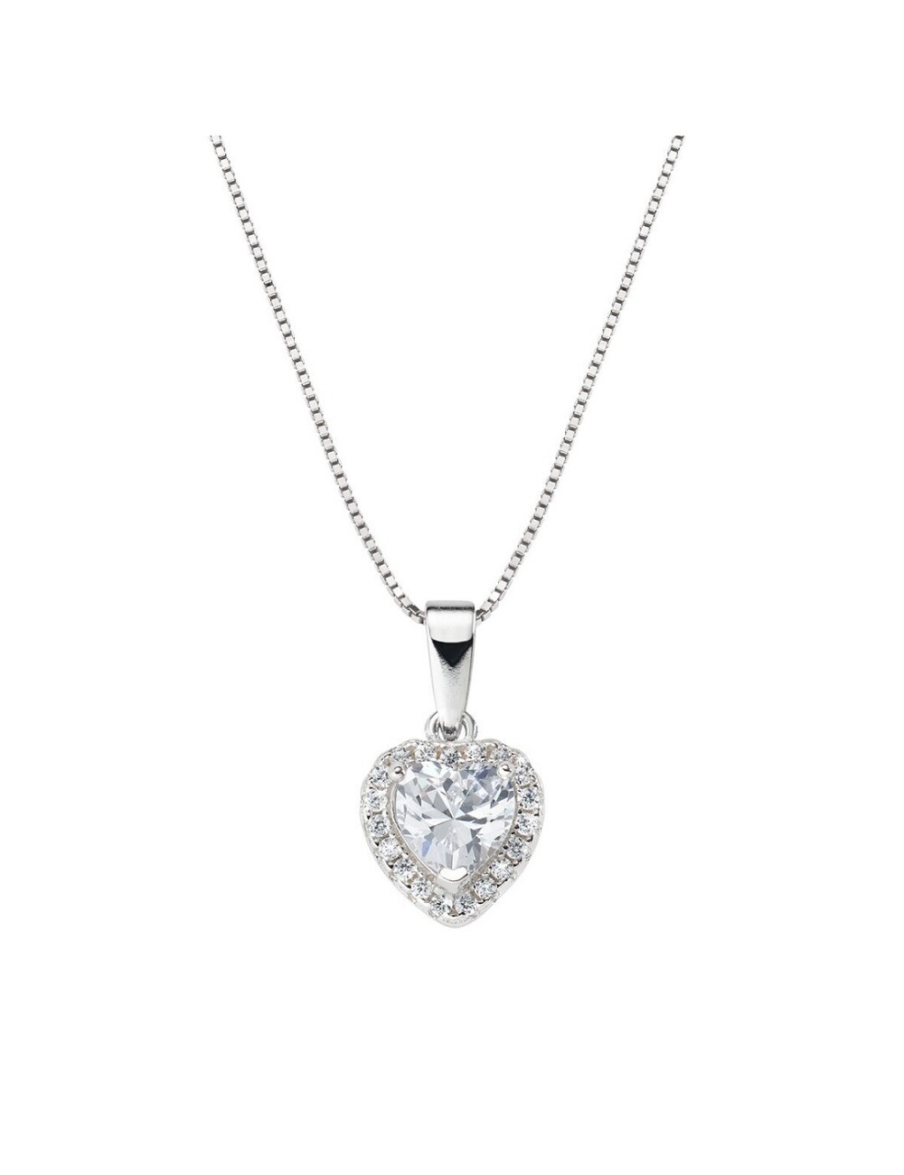 Gargantilla Corazon Circo. Blanco Plata Rodio