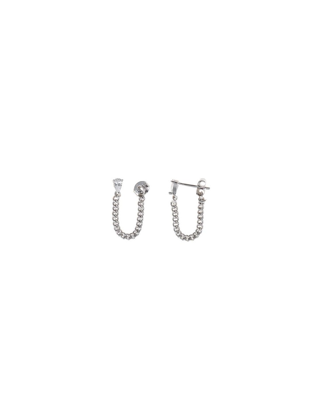 Pendientes Plata Rodio Circo. Pera Cadena
