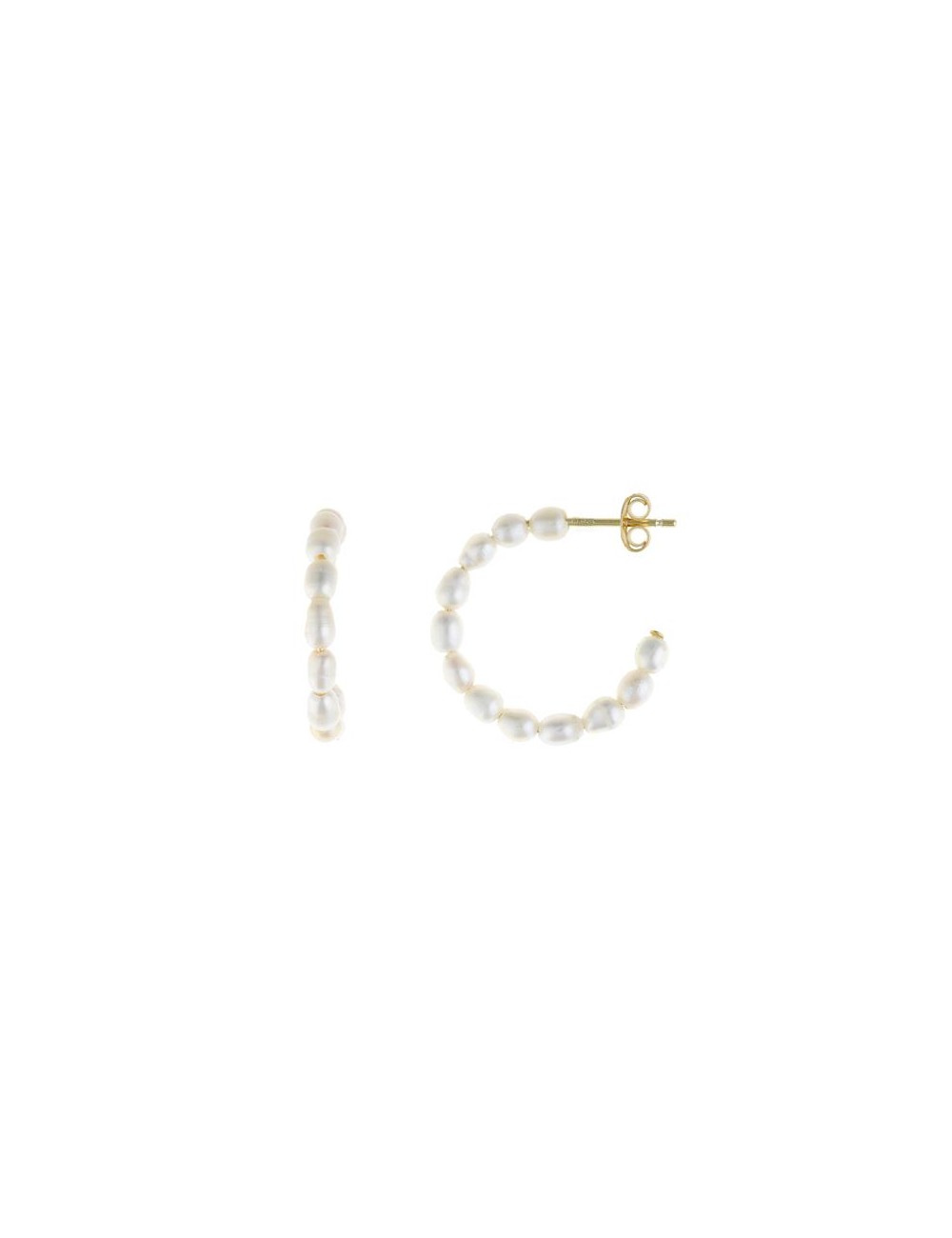 Pendientes Plata Chapado Dorado Aro Perlas
