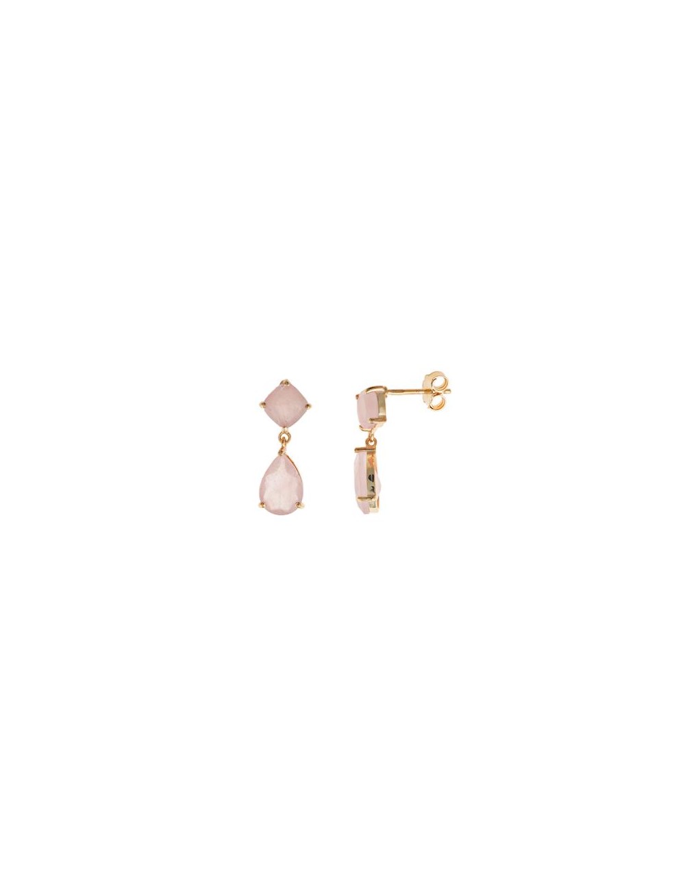 Pendientes Plata Chapada Cuarzo Rosa