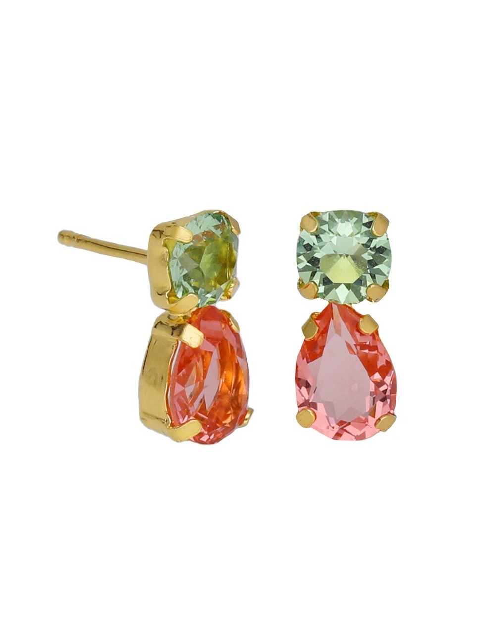 Pendientes Cortos Cristal Naranja